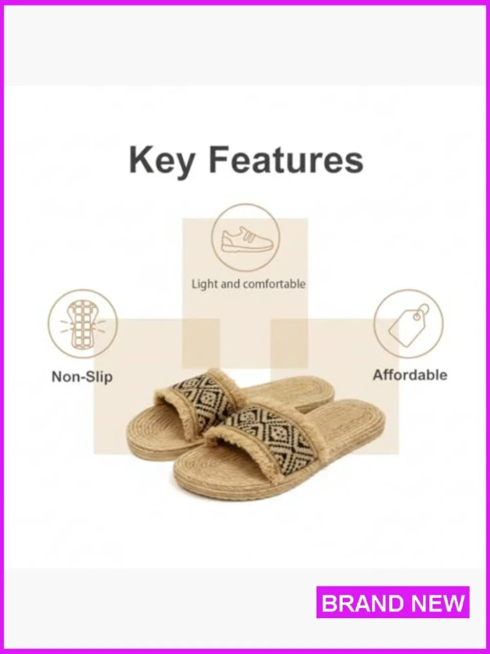 Woven Flat Sandals Slip On Lightweight Summer Beach Vacation Casual Slide